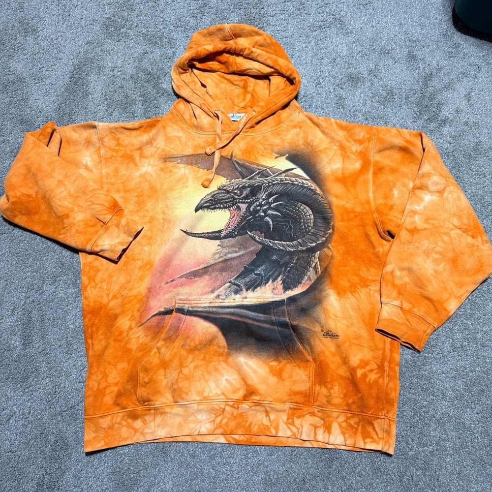 The Mountain Dragon Hoodie Orange Tie Dye Tom Wood Excalibur Las Vegas Large